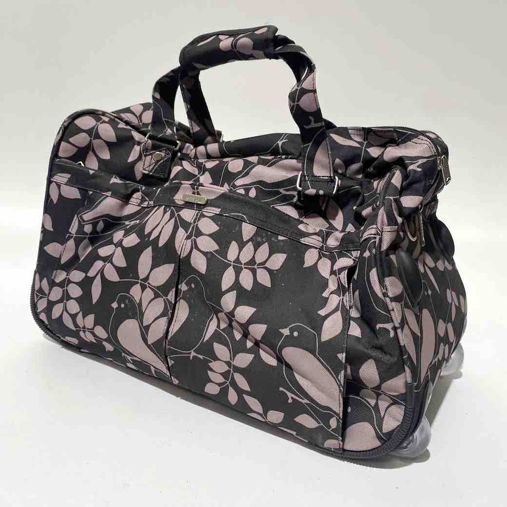 BAG, Overnight Travel - Black Canvas Pink Birds 